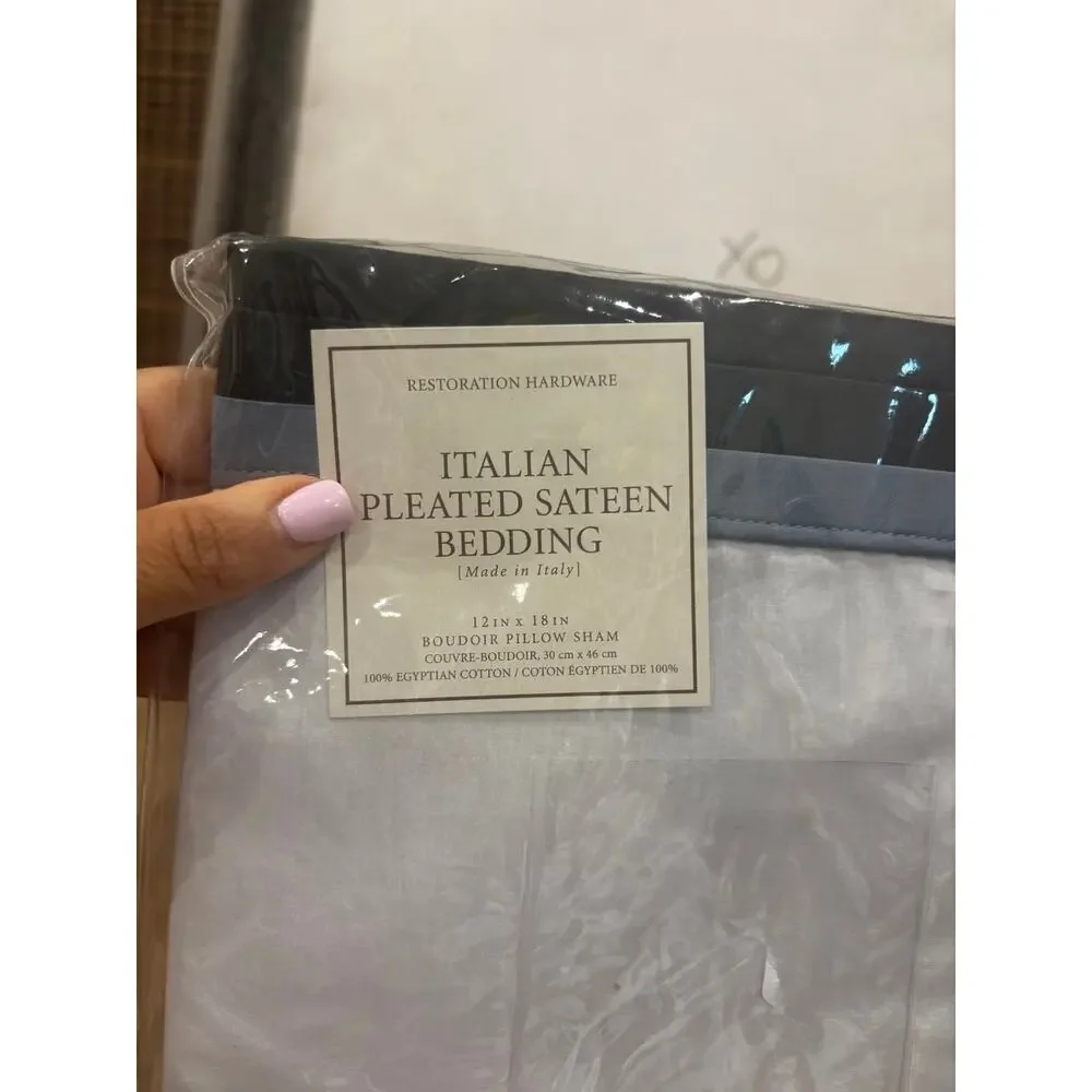 Restoration Hardware Italian Pleated Sateen Bedding Budoir Pillow Sham NWT 12X18